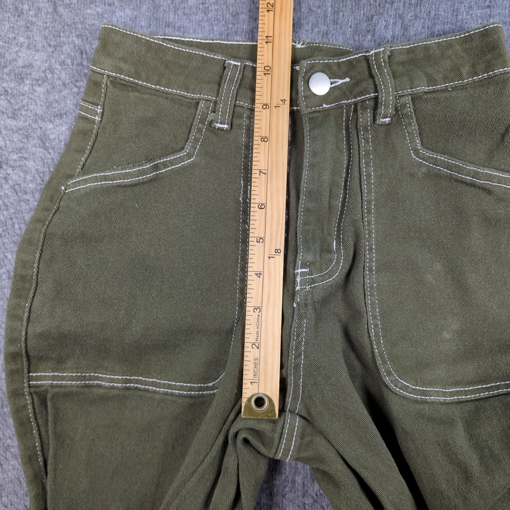 Hot Topic Jeans Womens 3 Green Flare Star Patch Casual Hippie - Picture 9 of 15